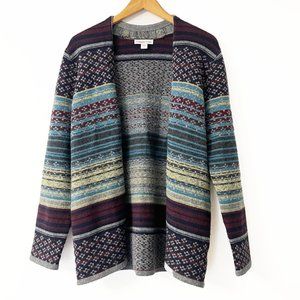 Coldwater Creek Wool Blend Nordic Open Front Cardigan Sweater Size Large 14